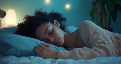 Une femme en train de dormir paisiblement dans son lit